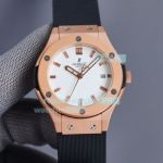 Copy Hublot Classic Fusion Ladies Watch Rose Gold White Dial Black Rubber Strap 36MM